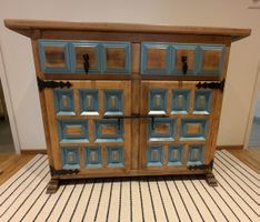 Sideboard Holz blau Akzente 2 Schubladen 2 Tueren wie Neu!