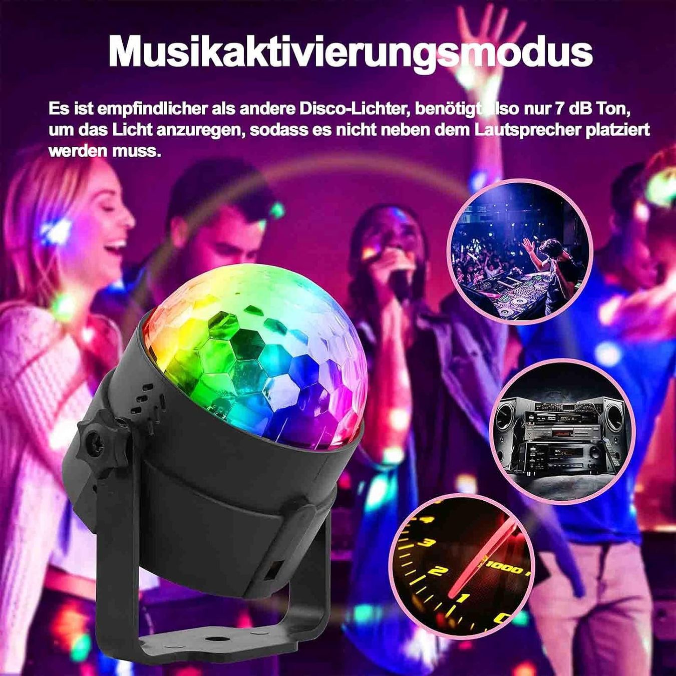 Lampen: USB Discokugel Party Licht RGB LED – Neu und originalverpackt aus Châtelaine von topshop.switzerland 5