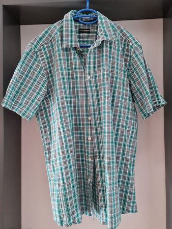 Neuw. Hemd kurzarm weiss-grün kariert - Gr.XL