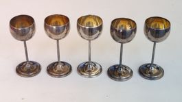 5x kleine Kelche versilbert, Vintage (WG)