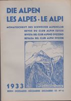 DIE ALPEN LES ALPS LE ALPI Dec 1933 RIVISTA CLUB ALPINO‪ Cas