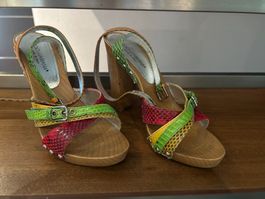 Sandalen Dolce & Gabbana Holzabsatz Leder Mix Grösse 37