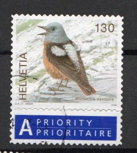 Tous les timbres: 2008 - Freimarke -  Einheimische Vögel / Steinrötel – D'occasion à Schaffhausen par poststamp