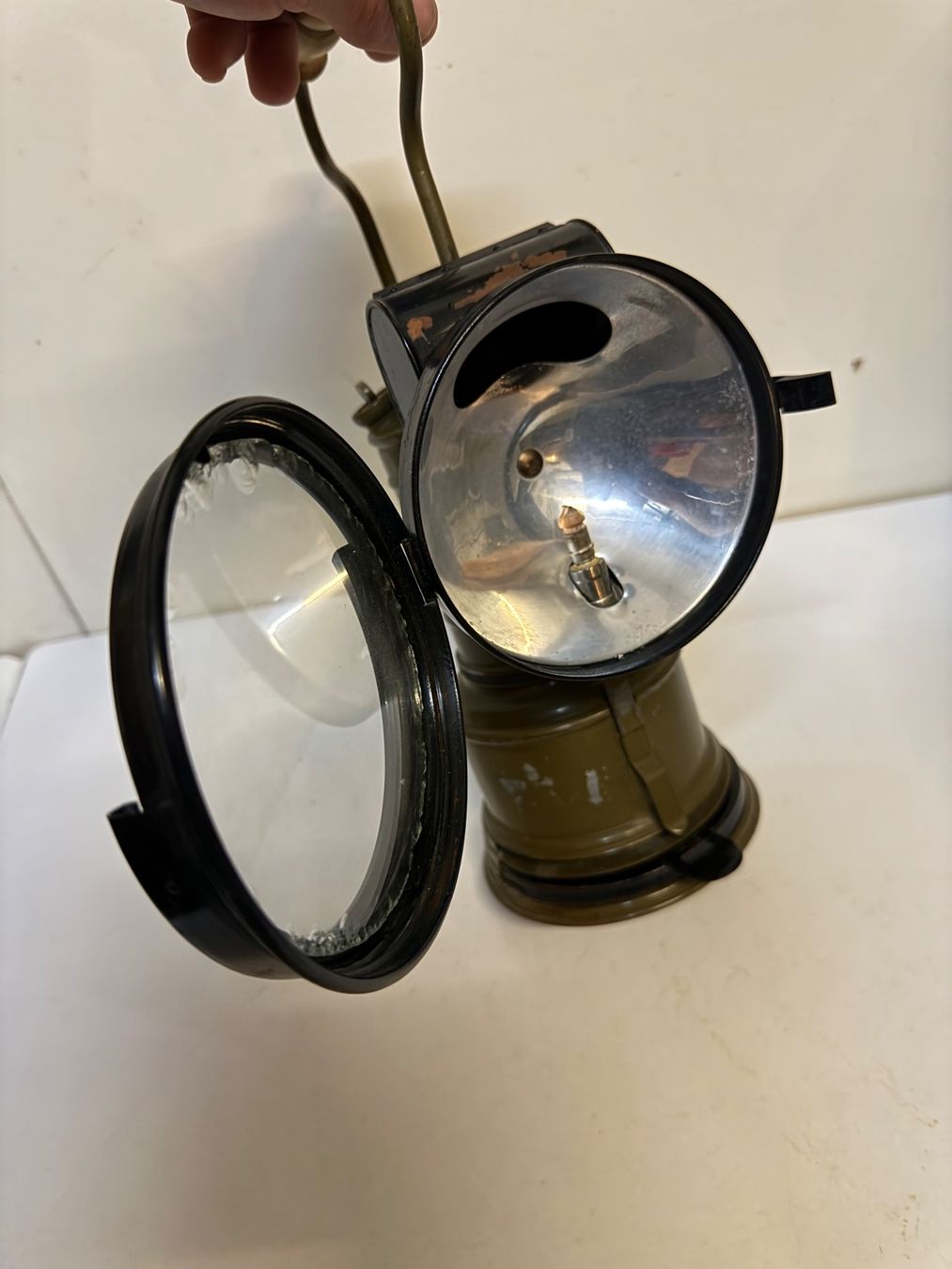 Lampade: Scheinwerfer Karbidlampe Karbidlaterne der Schweizer Armee – Usato da bad ragaz venduto da shopizol 4