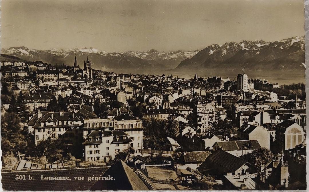 Cartoline postali: LAUSANNE  -  vue générale  -  1937 – Usato da Delémont venduto da Domdom1