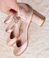 PUMPS LEDER SCHUHE AISÉ ITALY 40 ROSE METALLIC TOP ZU JEANS