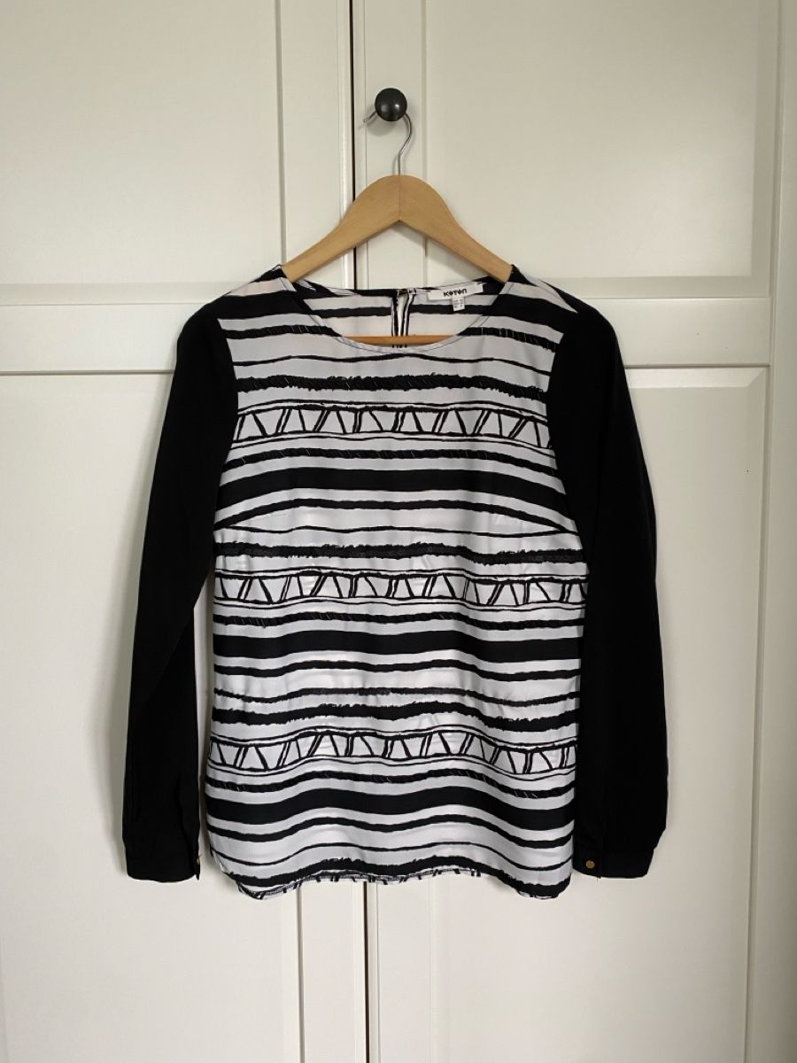 Camicette: Black & White Long Sleeve Blouse - Size 36 – Usato da Schlieren venduto da tug_568r