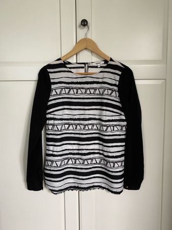Black & White Long Sleeve Blouse - Size 36