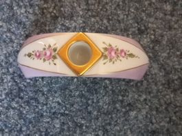 Kerzenständer Porzellan, Rosen Dekor, Goldrand