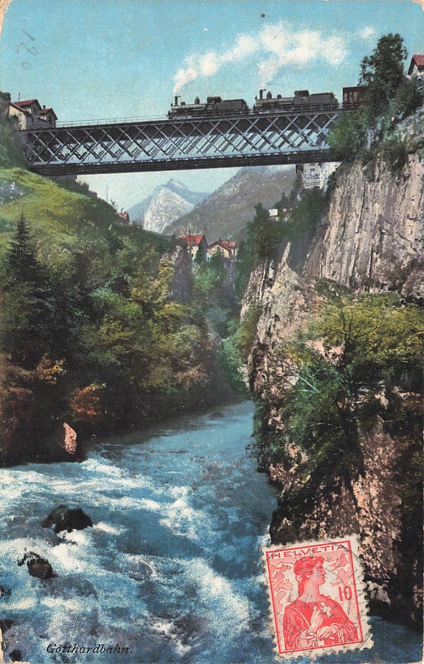 Ansichtskarten: Göschenen UR Gotthardbahn Eisenbahnbrücke Dampflok bahn – Gebraucht aus Biasca von Blenio71