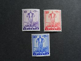 1936, W5-W7 aus Pro Patria Block mit Abart
