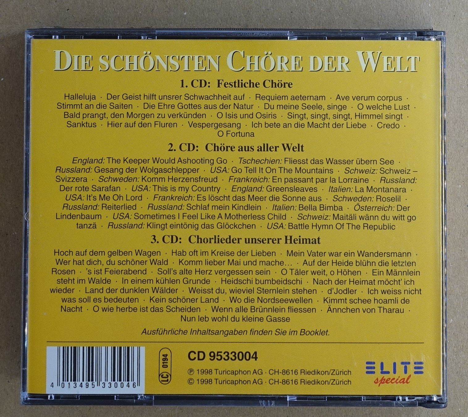 CD: Die schönsten Chöre der Welt (3 CDs) - F18 – Usato da Sessa venduto da fraenklishop 1