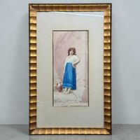 D. Copolla - Aquarelle du XIXe s. femme costume traditionnel