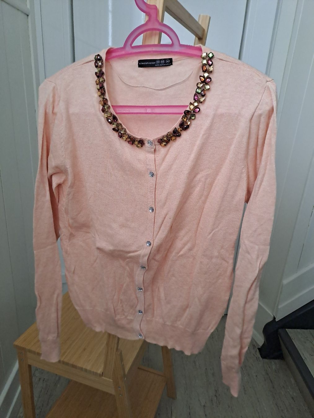 Giacche: Damen Strickjacke mit Schmucksteinen Grösse 40 Rosa – Usato da Rickenbach LU venduto da bishiida
