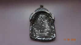Porte-monnaie vintage en maille métallique, style art déc...