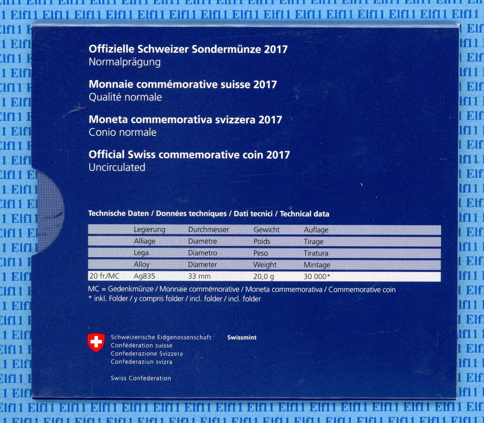 Tutti le monete: CHF__20.00 2017 Dampfschiff Uri im Folder stgl 20 Franken – Nuovo e nell'imballaggio originale da Widnau venduto da Elf11 5