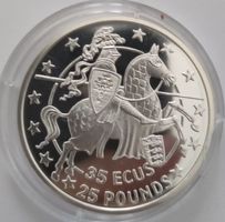 Gedenkmünze 35 Ecus 25 Pounds Reiter neuwertig