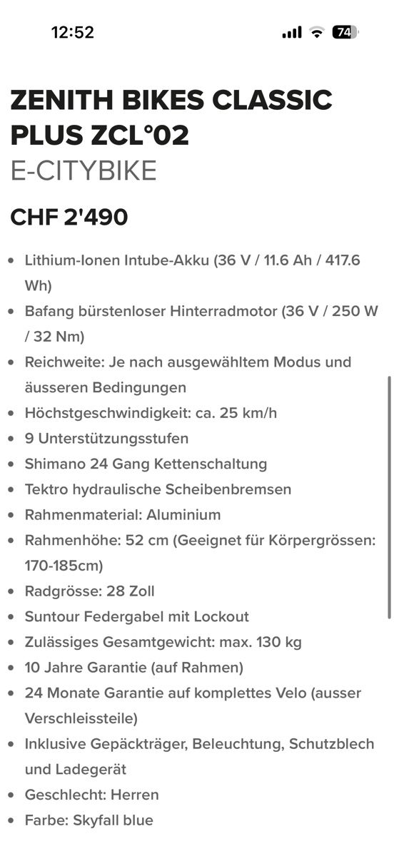 Zenith Bikes Vélos: Neu verpackte E-Bikes Zenith – Neuf avec emballage d'origine à Schaanwald par Super113 4
