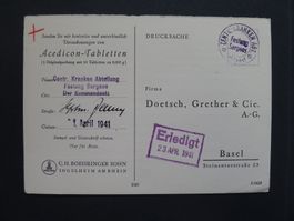 1941 Werbe Antwortkarte für Hustentabletten