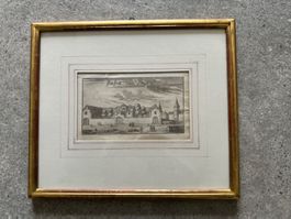 Antiker Kupferstich "Feld-Schloss" gerahmt