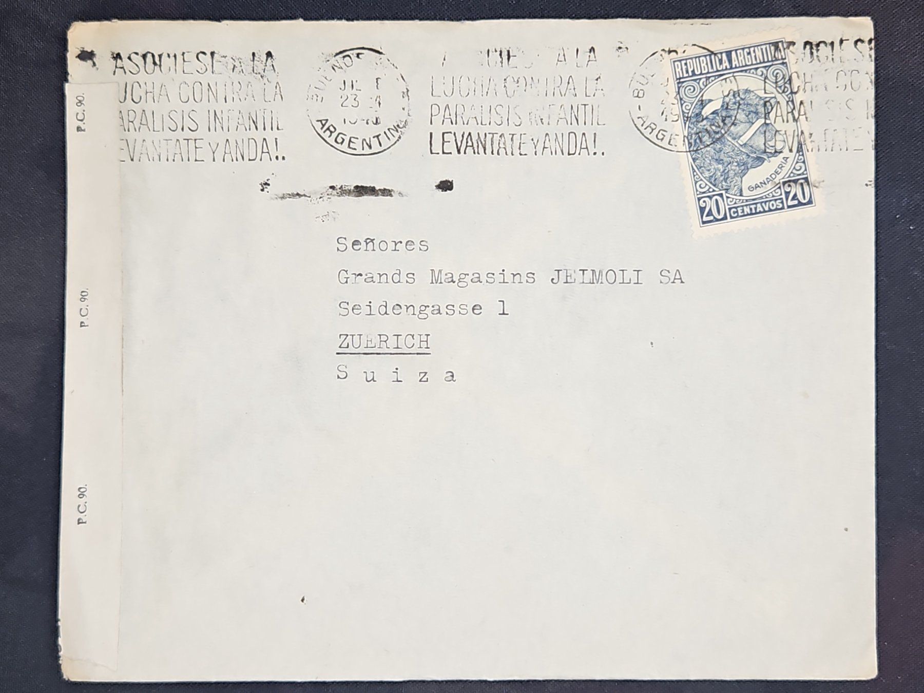 Alle Briefmarken: CL24 Enveloppe + Timbre Argentine 1945 – Gebraucht aus Cousset von Patrick_Collections