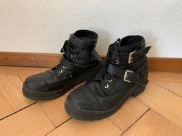 Leder Booties Stiefelette schwarz - 40