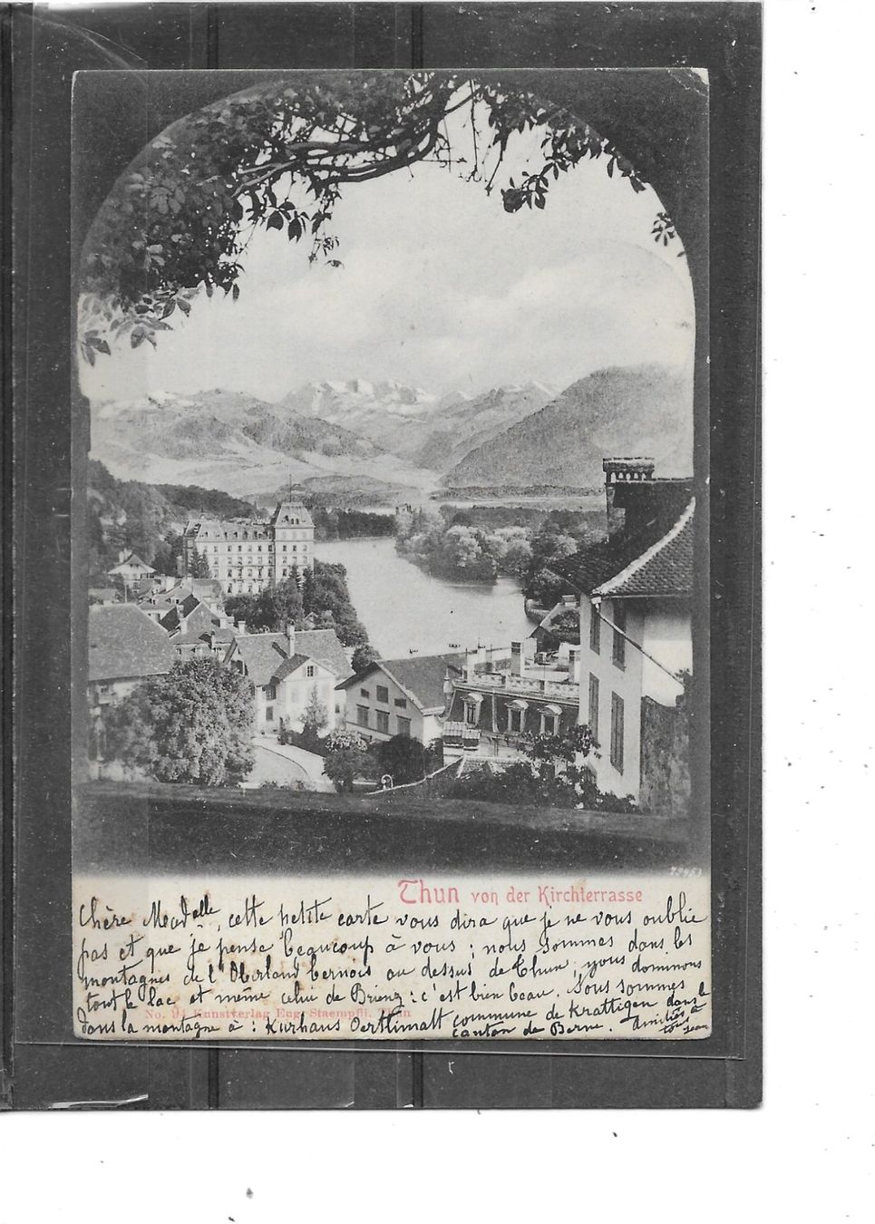 Cartoline postali: BE Thun 1904 von der Kirchterrasse aus – Usato da Schocherswil venduto da Wilare