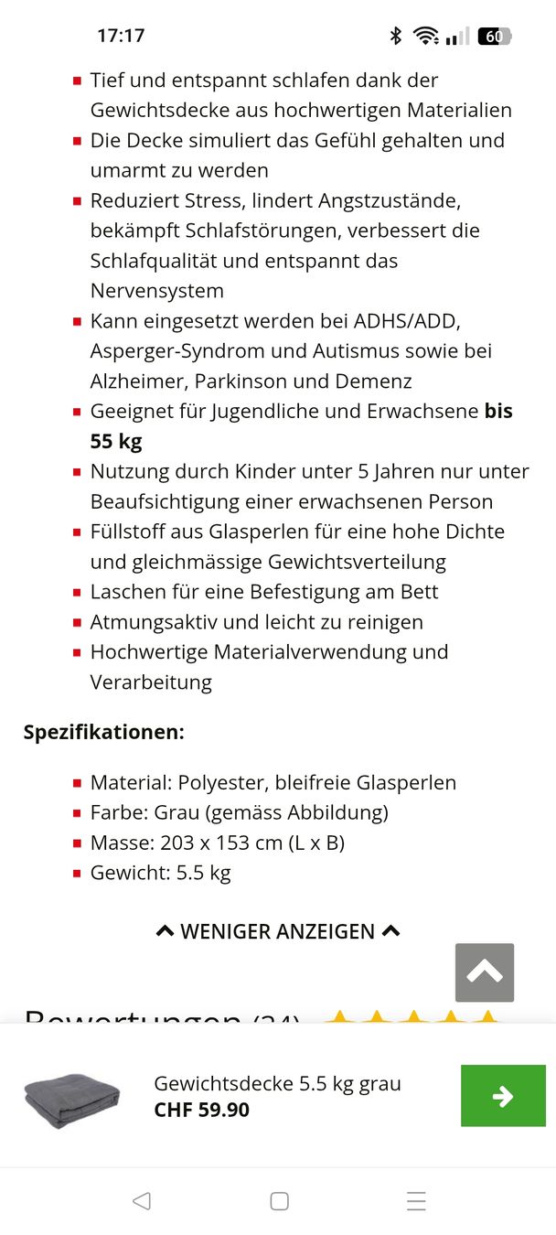 Decken: Gewichtsdecke 5.5 kg – Gebraucht aus Wiggen von chrige017 1