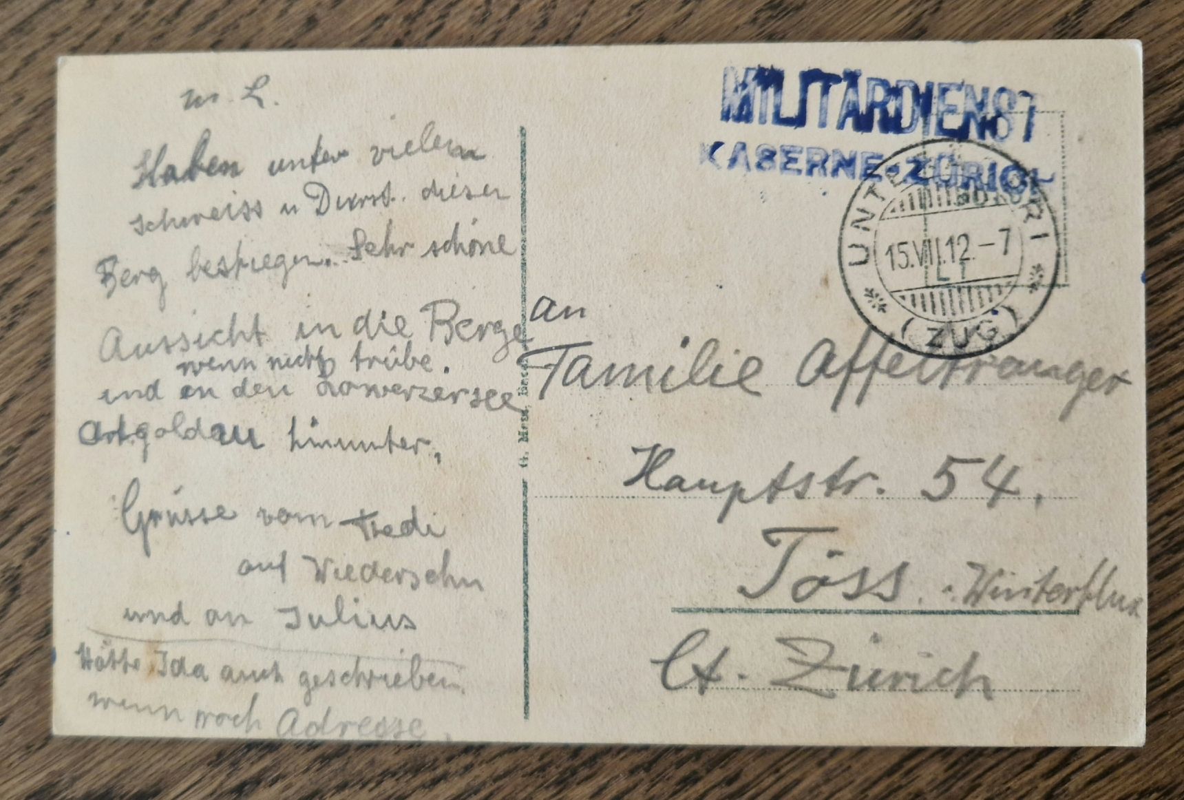 Ansichtskarten: Hotel Rossberg-Kulm, oberhalb Arth, Feldpost 1912 – Gebraucht aus Ebikon von Donar50 1