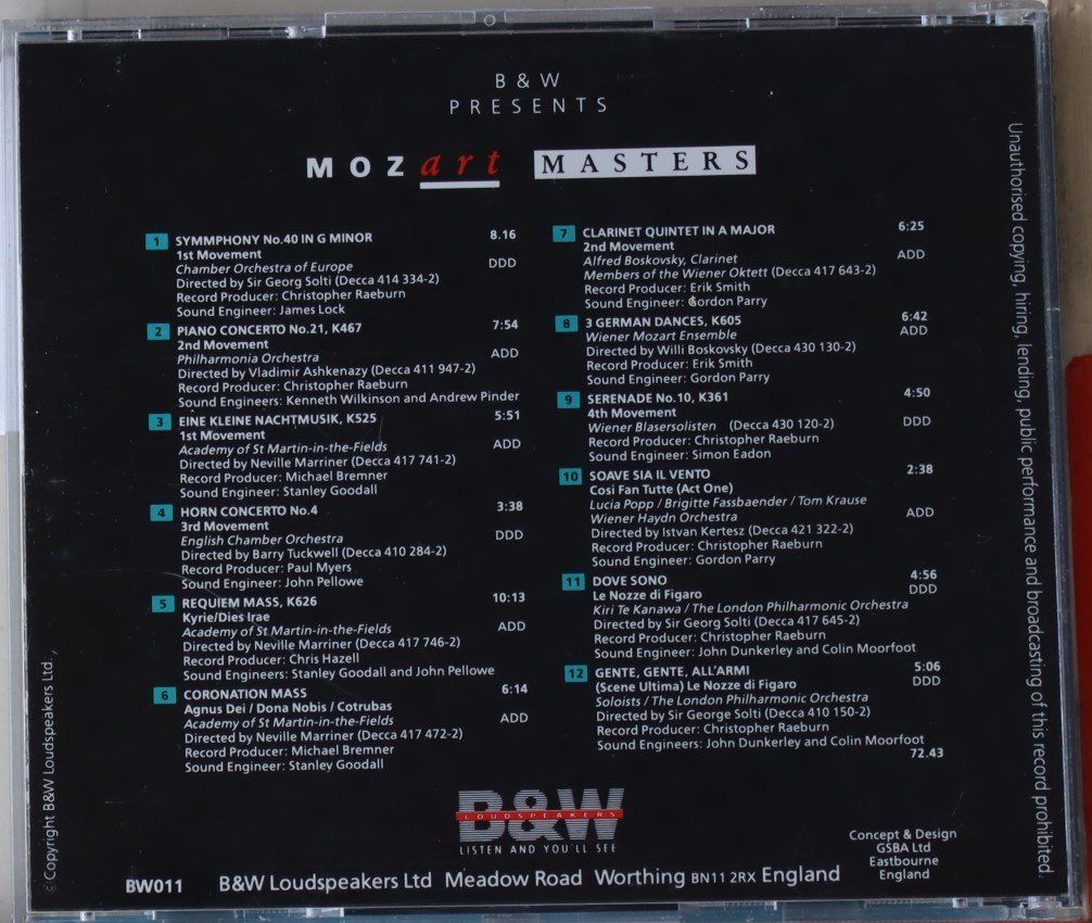CD: Mozart – Masters – Usato da Luzern venduto da CONTENTI 2