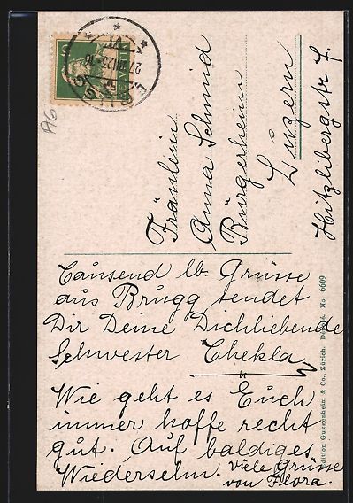 Cartoline postali: AK Brugg, Teilansicht bei Mondschein – Usato da Berlin venduto da bartko-reher 1