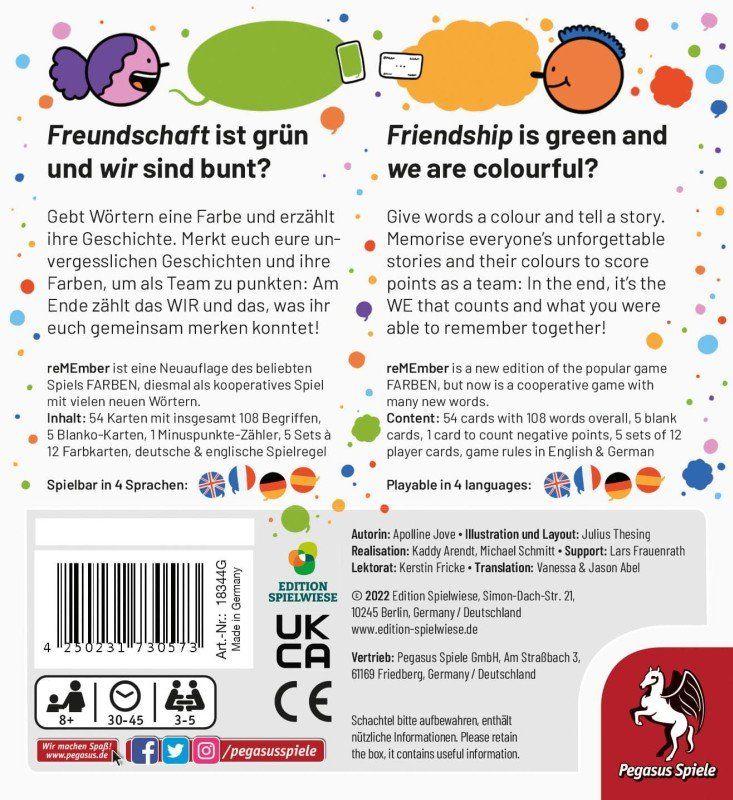 Pegasus Spiele Spiele: Spiel reMEmber – Neu und originalverpackt aus Uster von Ludit 1