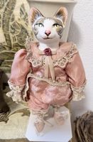 Très rare✨Poupée chat 💎en porcelaine robe rose
