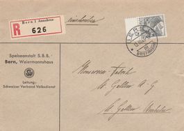 Bern-Speiseanstalt der S.B.B. Einschreiben 1945