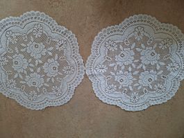 Zierdeckchen, 2 Stk, Weiss, Vintage Stil