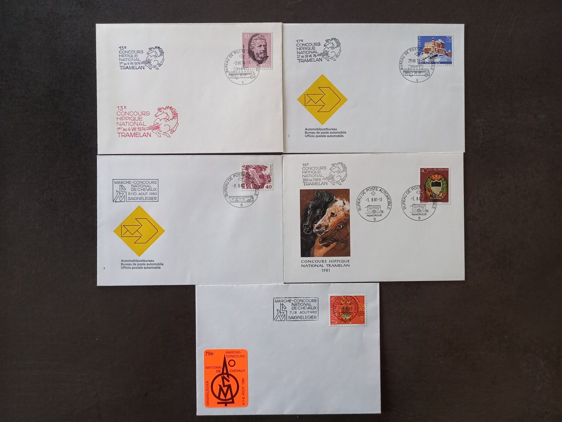 Tous les timbres: FDC concours hip. Tramelan + marché-concours Saignelégier – D'occasion à Courtételle par Chris28