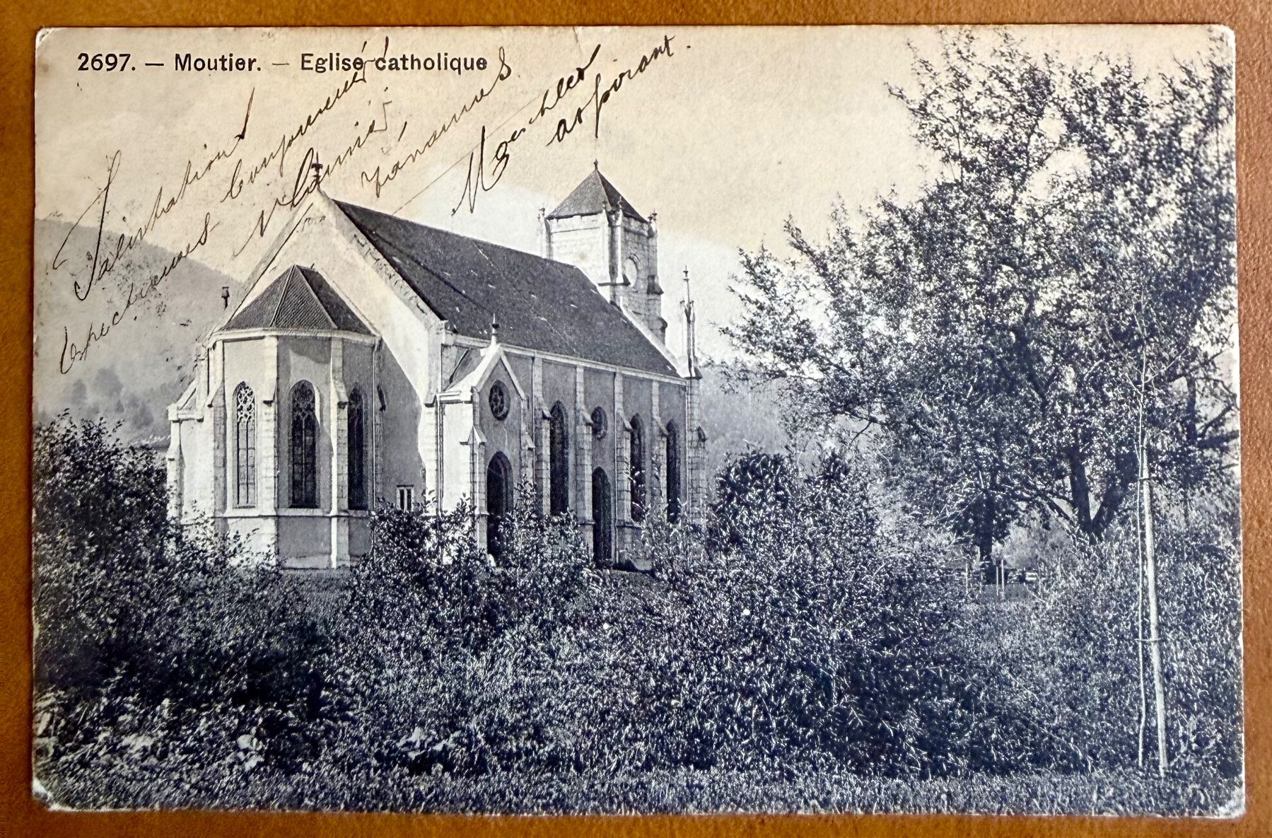 Ansichtskarten: Moutier - Eglise Catholique 1909 – Gebraucht aus Lutry von Ediego