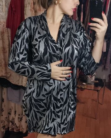Schwarz-silberne Strickjacke, Vintage, Größe XL