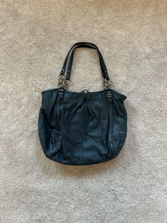 cute vintage coach shoulder bag dark green 