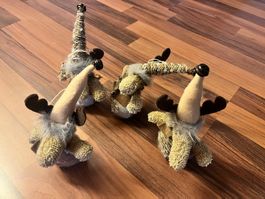 4er-Set *Weihnachts-Elche* aus Plüsch - NEU