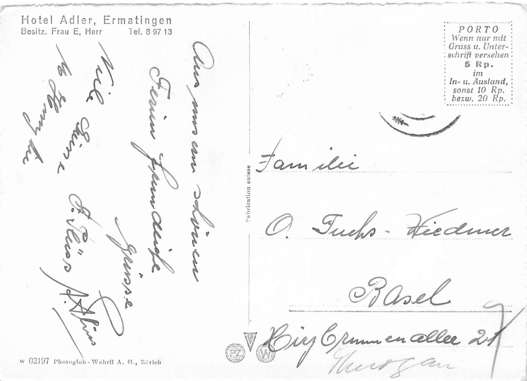 Cartoline postali: Hotel adler ermatingen G – Usato da Biasca venduto da Blenio71 1