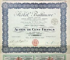 Hotel Baltimore SA, Paris - 1926
