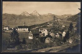Seelisberg, Ortspartie mit Kirche und Ge
