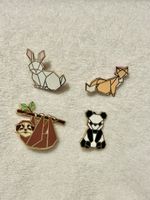 Pin Set Tiere Origami Design Panda, Faultier, Hase, Fuchs