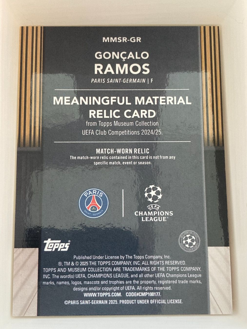 Topps Carte collezionabili: Topps Museum UEFA 24-25 - Gonçalo Ramos Patch /50 – Usato da La Tour-de-Peilz venduto da Tyalos_Cards 1