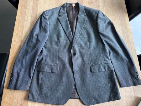 Veston-Jacke, Herren, Gr. 54, grau/Nadelstreifen