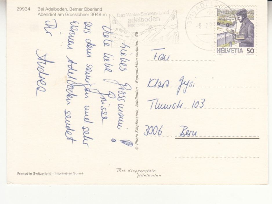 Cartes postales: Adelboden 1988 – D'occasion à Bürglen TG par StampGraf 1