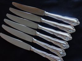 * 6 X GRANDE COUTEAU JEZLER CHATELAINE ARG. 800 COMME NEUF