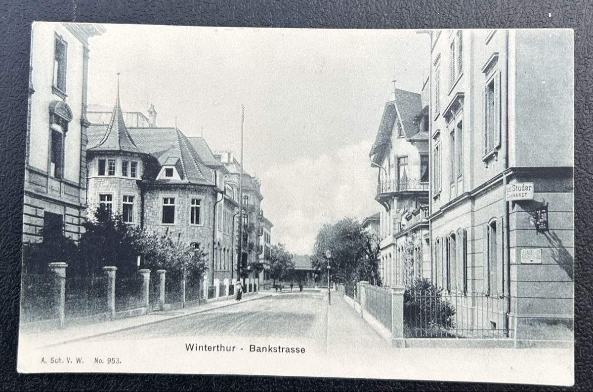 Cartoline postali: Winterthur Bankstrasse 1906 – Usato da Horw venduto da Tellbub