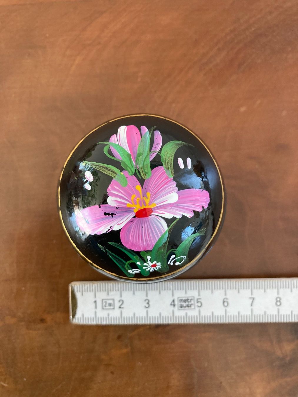 Tutte le decorazioni: Schwarzlackdose Schmuckdöschen Ringdöschen Dose handbemalt – Usato da Subingen venduto da ArtBead 7